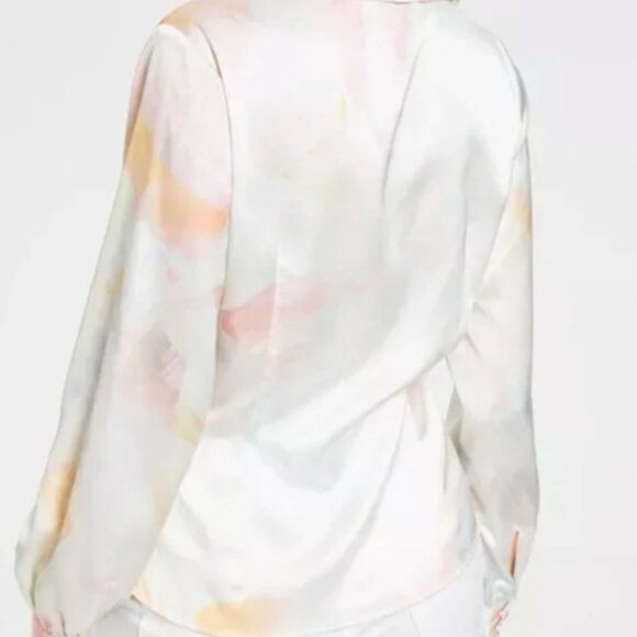 Guess Women's  Poetic Floral Print Long Sleeve Evie Satin Blouse Sz S - Picture 3 of 3